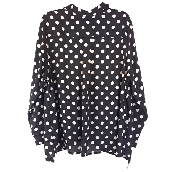 ROAMAN'S Women's Blouse Long Sleeve Button Front Black White Spots Plus - Sz 26W - Picture 6 of 10